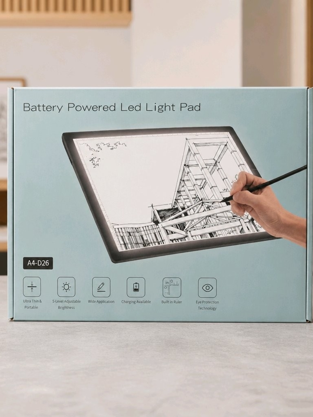Black Battery-Powered LED Light Pad for Tracing and Drawing